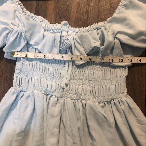 Mable AVA Mini Dress Light blue Puff Sleeve  smocked bodice Women's Size Medium - Picture 9 of 12